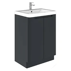 600mm Shadow Grey 2-Door Floor Standing Vanity Unit & Basin