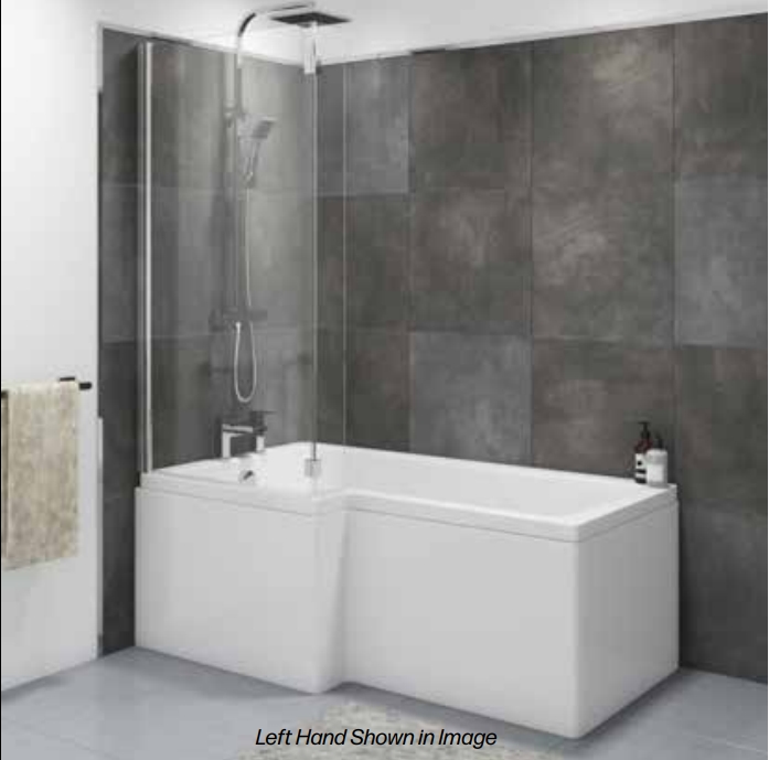 GEMINI L Shaped 1700 Shower Bath - Left Handed