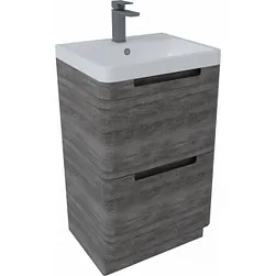 MONZA GRAPHITE OAK PVC 500MM FLOOR STANDING VANITY UNIT & BASIN