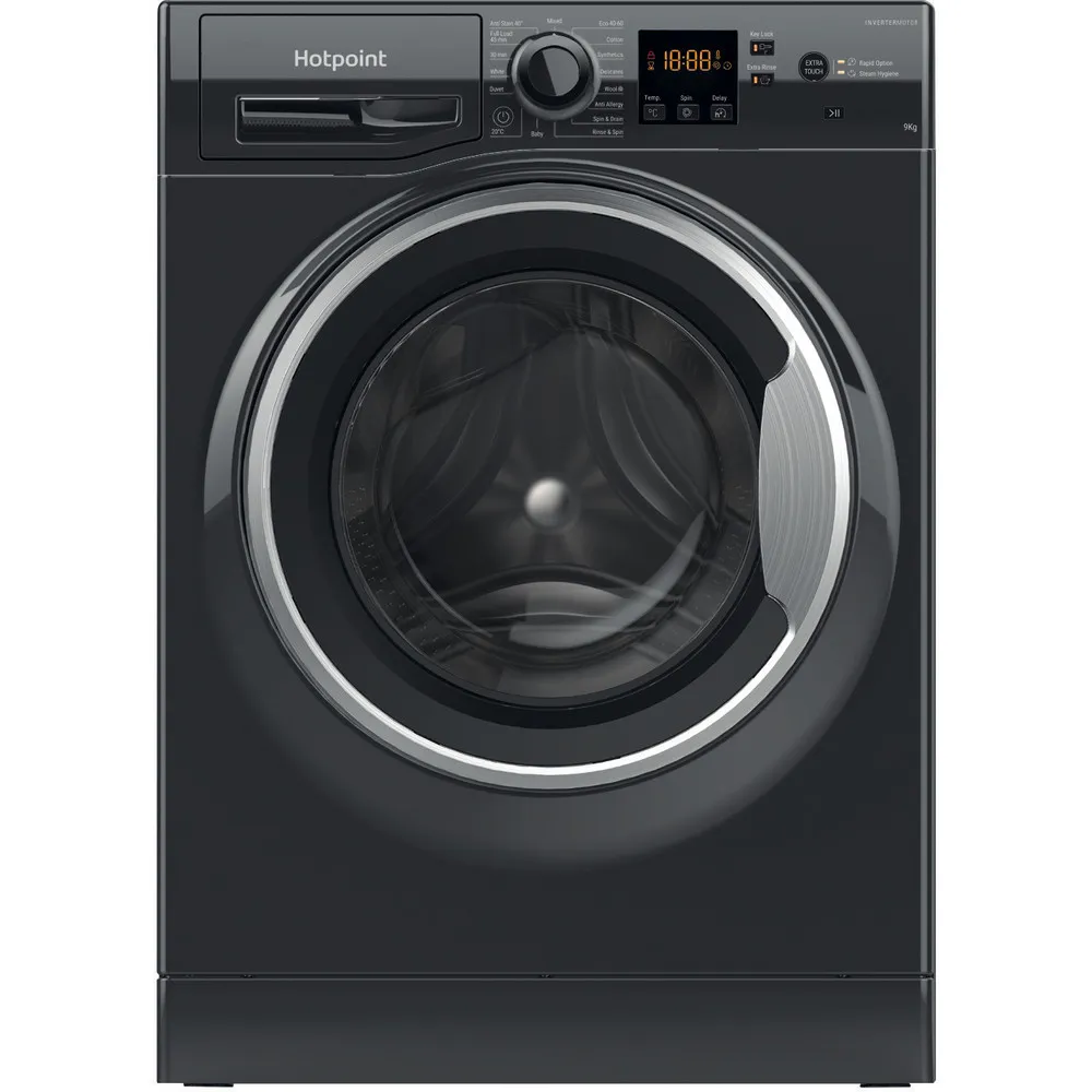 Hotpoint black 9kg washing machine - freestanding NSWM965CBSUKN