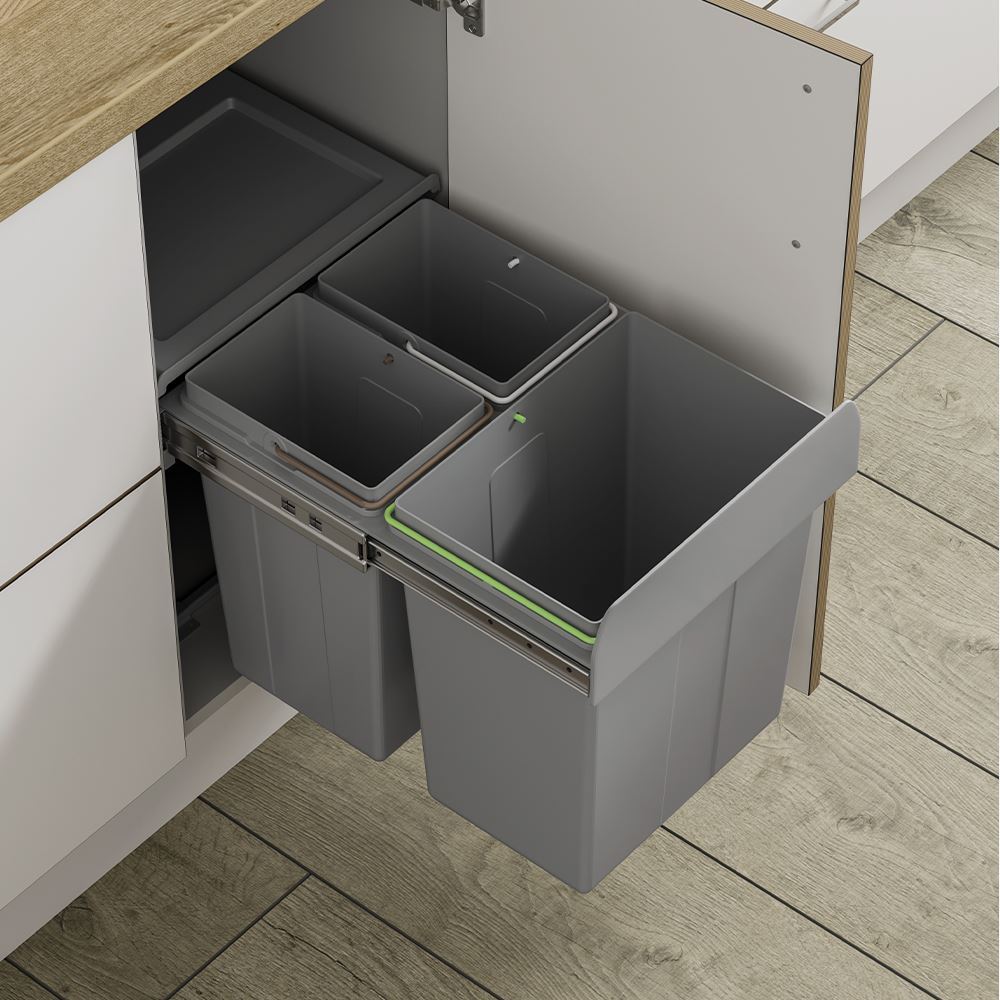 Innostor, Pull Out Waste Bin, Segregated - To Suit a 400mm Wide Unit 