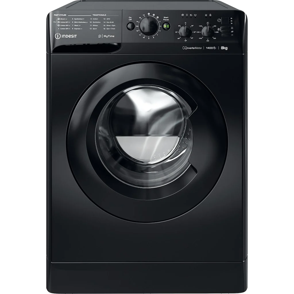 Indesit MyTime Washing Machine - Black - 8kg - 1400rpm - B Rated - MTWC 81495 BK UK