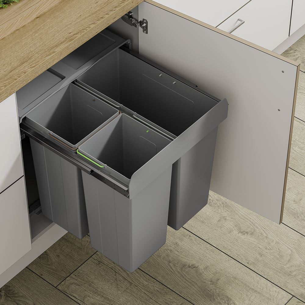 Innostor, Pull Out Waste Bin, Segregated - To Suit 600mm Unit