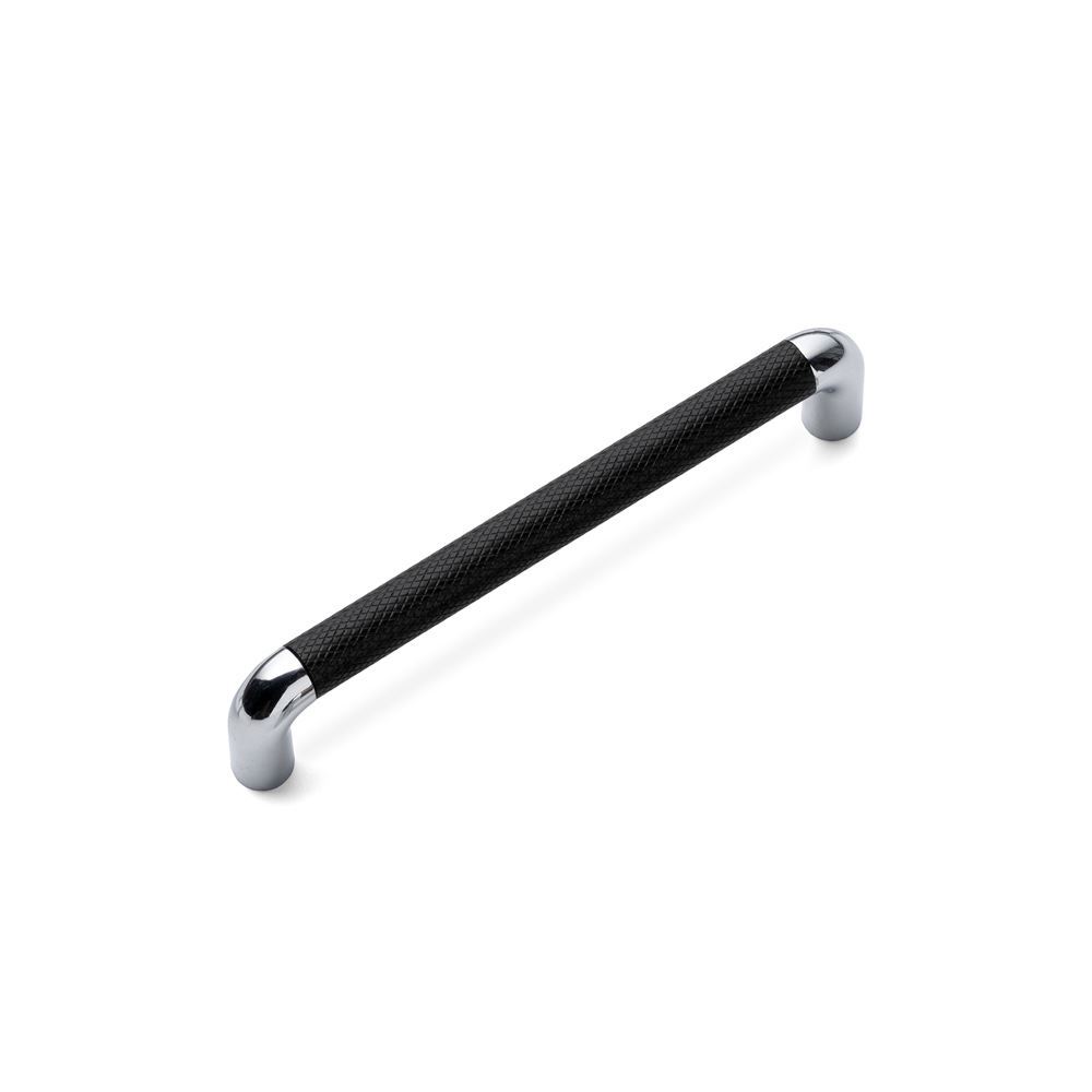 LANY KNURLED, D Handle, 160mm Centres, Black / Chrome