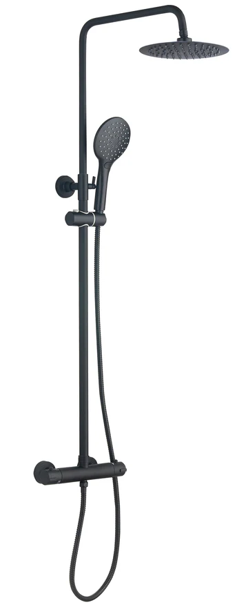 MENAI THERMOSTATIC BLACK ROUND DUAL PREMIUM SHOWER 