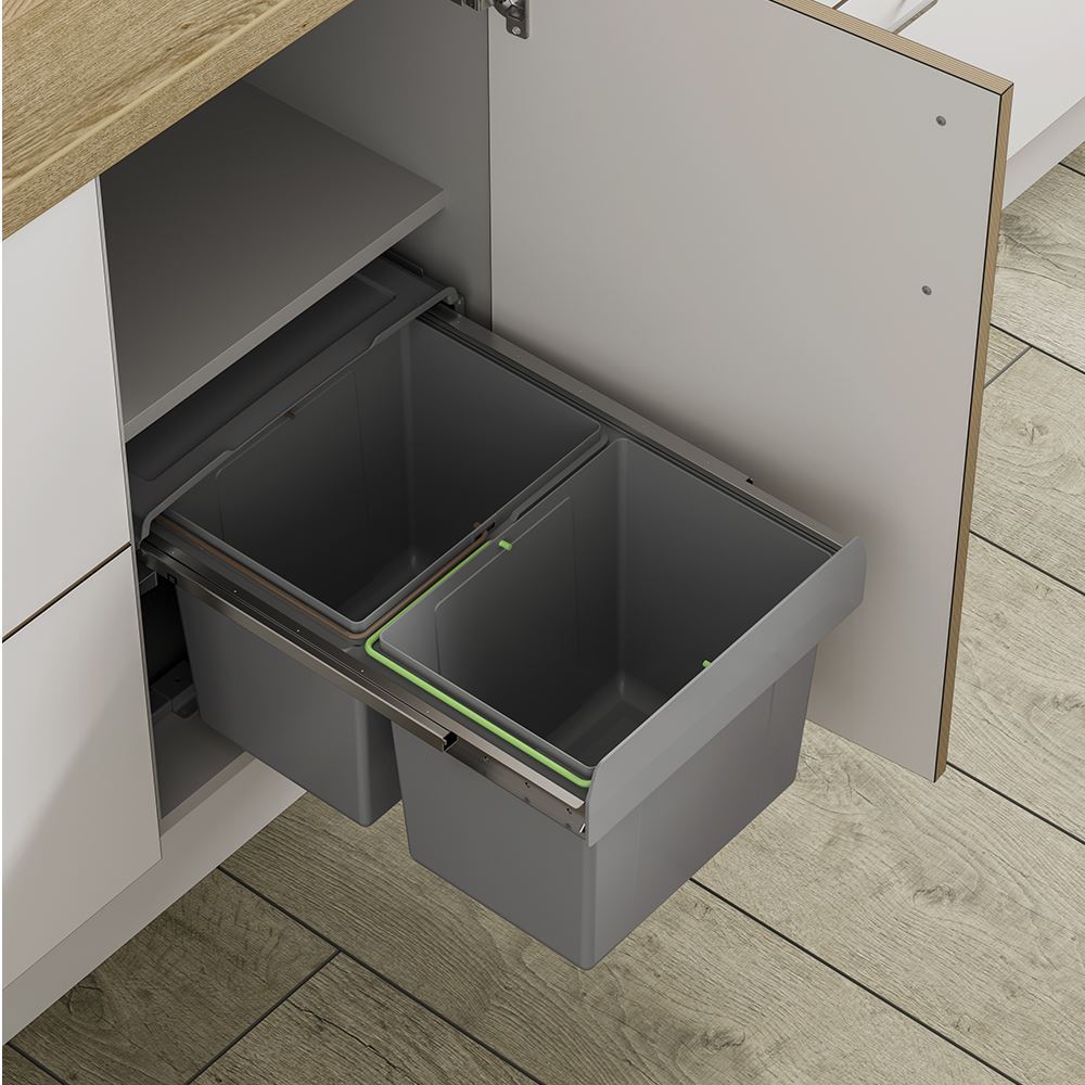 Innostor, Pull Out Waste Bin, Segregated - To Suit 450mm Unit