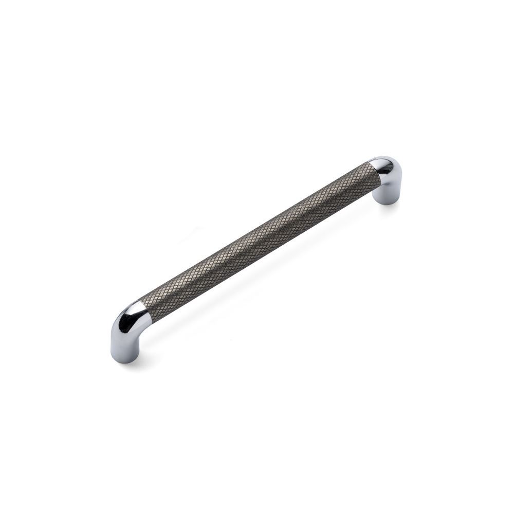 LANY KNURLED, D Handle, 160mm Centres, Pewter / Chrome