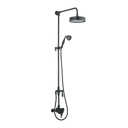  Beaumaris Orca Black Exposed Valve Traditional Overhead Shower Rail Kit